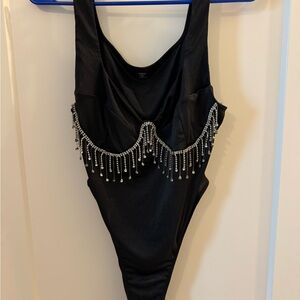 Black Beaded Bodysuit